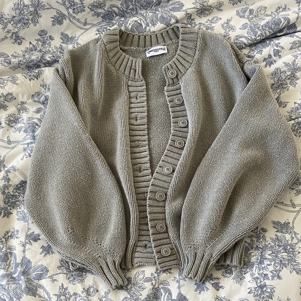 Princess Polly Light Gray Knit Cardigan